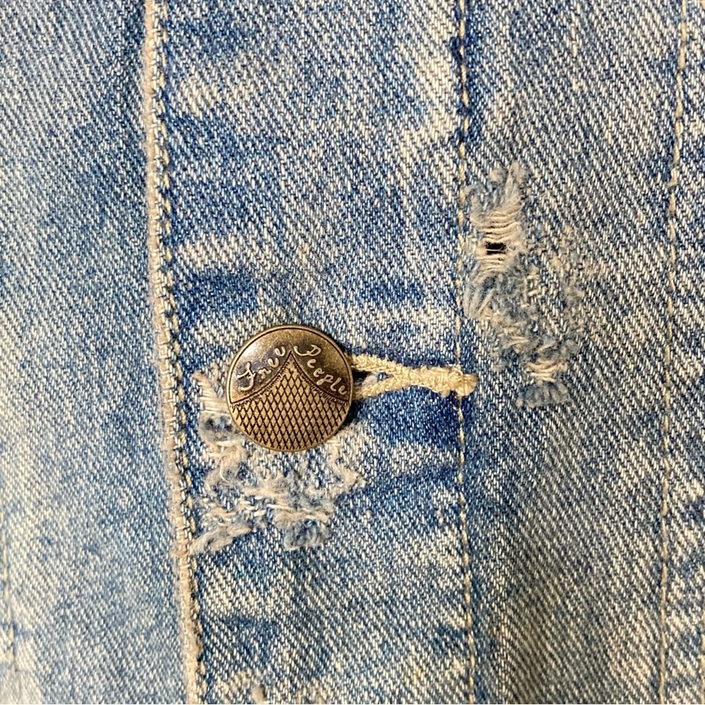 Free People Cropped Knit & Denim Hooded Jacket Size Small - Picture 4 of 6